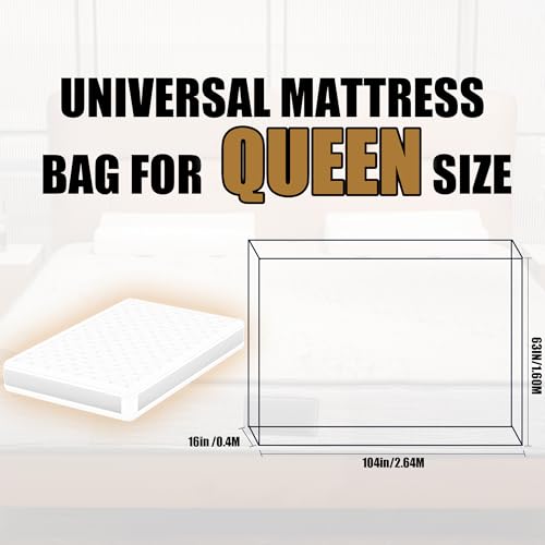 PROMORE 2Pcs Plastic Mattress Bag for Moving or Storage - Queen Size (1.5Mil), Waterproof Mattress Protector for Moving Supplies - Image 2