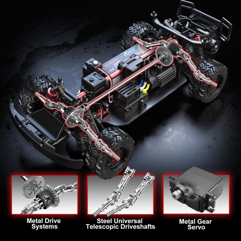 MJX هايبر GO 14211 1/14 شاحنات صحراوية RC بدون فرش 4X4 مع جيروسكوب، شاحنة قصيرة لجميع التضاريس جاهزة للتشغيل، سرعة قصوى 45 ميل في الساعة سيارات RC سريعة للبالغين، تعمل بالطاقة الكهربائية 2 من 2000 مللي أمبير في الساعة سيارة RC للبالغين - Image 3