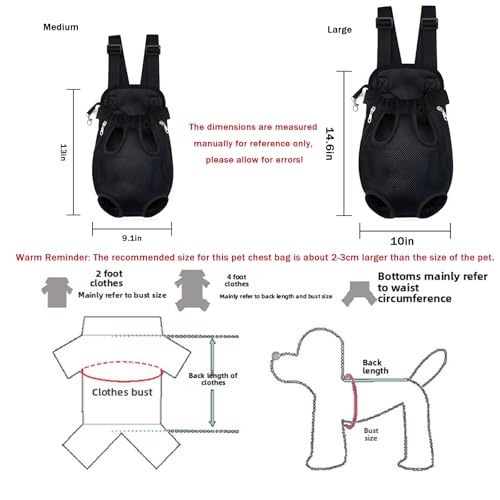 Yehenarn Pet Carrier Backpack Adjustable Pet Front Carriers for Small Medium Dogs Cats 518 Lbs Legs Out Dog Cat Carrier Backpack for HikingCampingTravelingCycling Black MediumFit510lb - Image 3
