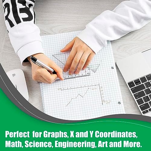 Manaloom Graph Paper, Filler Paper Loose leaf Graph Paper - 8” x 10.5" - Graph Ruled, 4x4 Quad Ruled Notebook Paper, 3 Hole Punched Loose leaf Papers for 3 Ring Binders - 100 Sheets per Pack (2 Pack) - Image 5