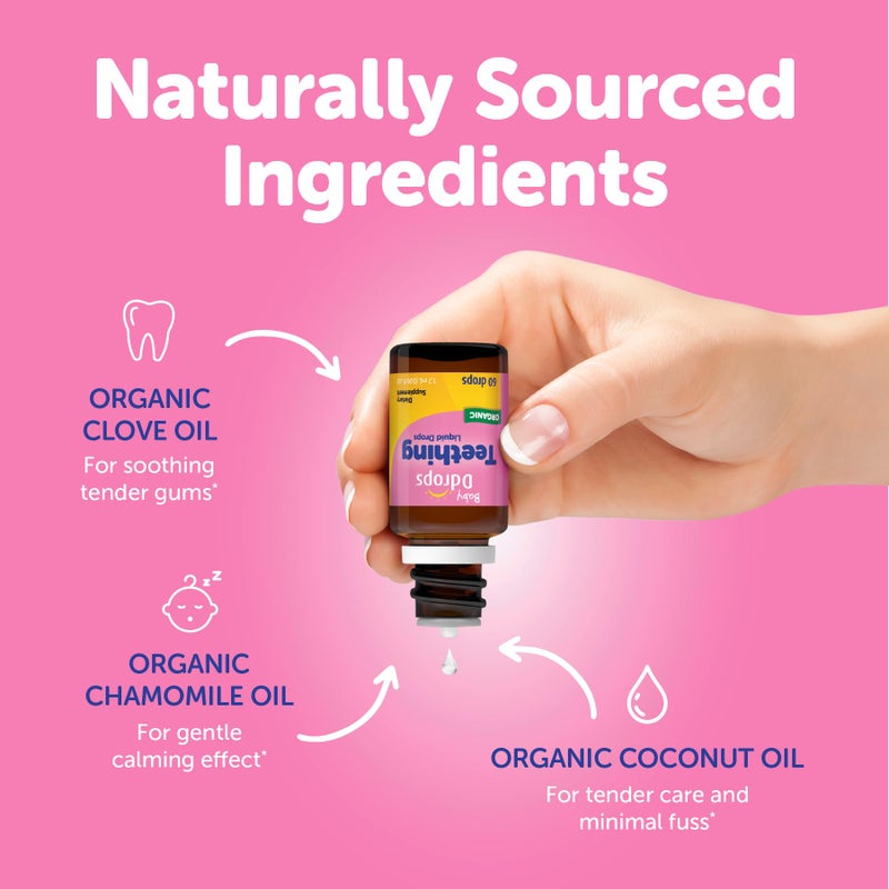 Ddrops Organic Baby Teething Liquid Drops, for Ages 3 Months+, 60 Drops, 0.06 fl oz (1.7 ml) - Image 5