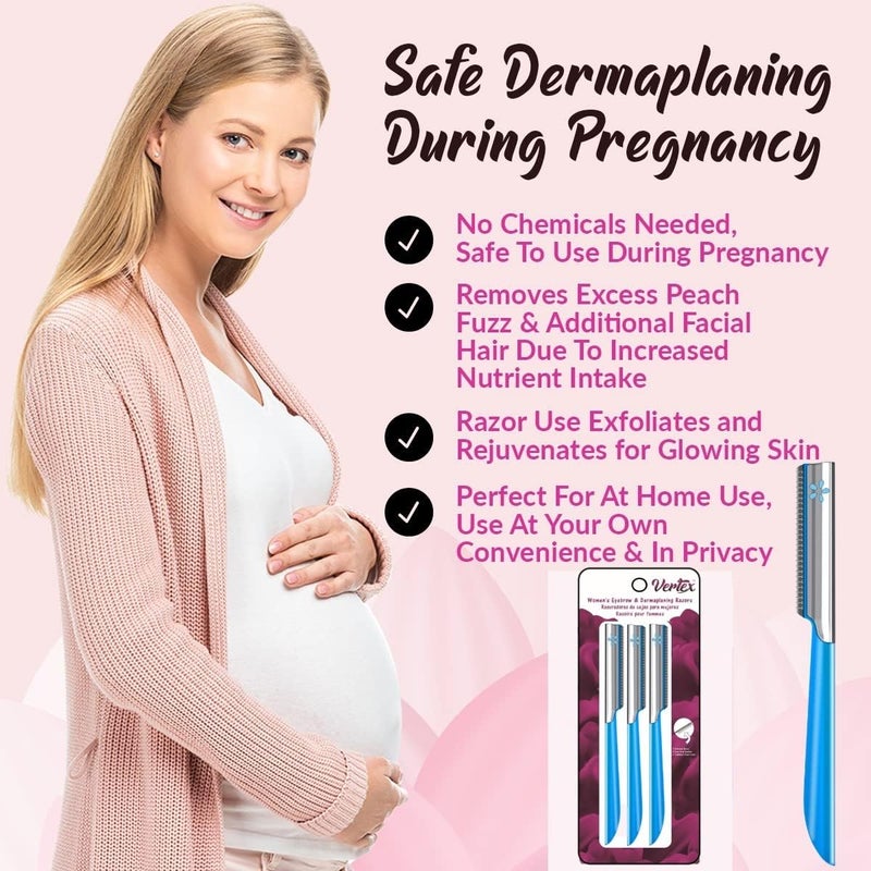 VERTEX Womens Facial Razor Hair Removal Dermaplaning Tool Peach Fuzz Remover Shaver Trimmer Women Remove Fine Hair Blue Eyebrow Razors Dermaplane Face Shavers Exfoliating Sensitive Skin Travel Essential - Image 5