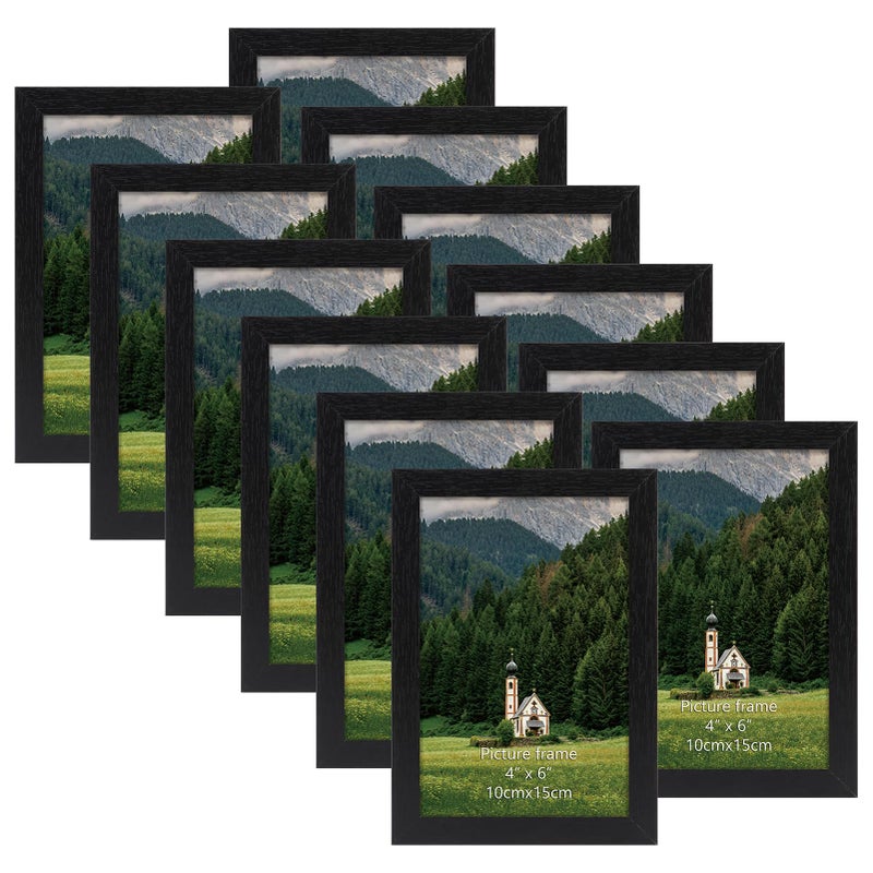 HORLIMER 4x6 Picture Frame Set of 12 Black Picture Frames Display 4 by 6 Photo for Wall or Tabletop - Image 2