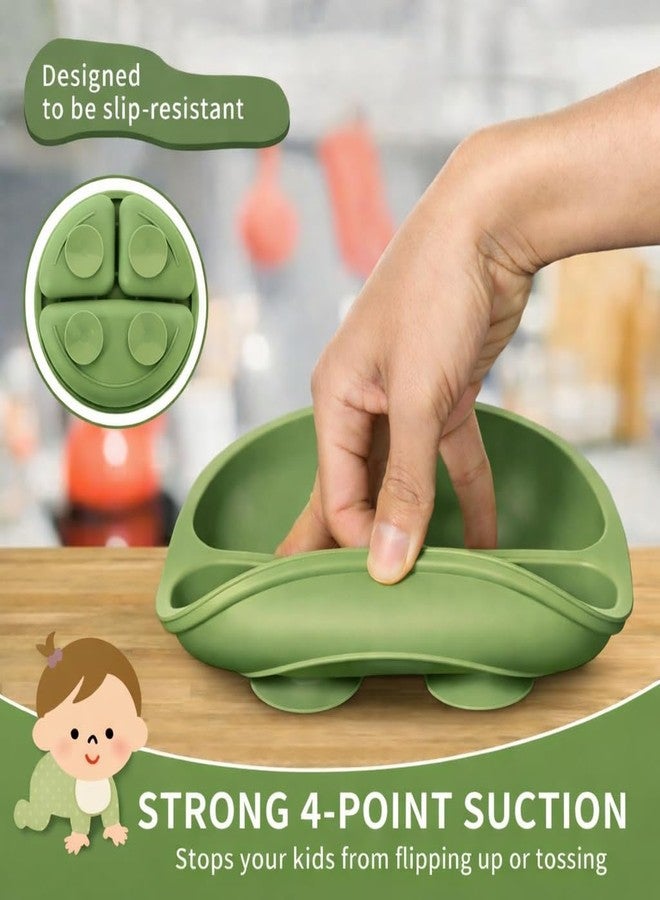 Tony Stark Baby Feeding Set Silicone Tableware with Suction Plate, Bowl, Spoon & Fork for Babies | BPA-Free, Non-Toxic, Food Grade (Green) - Image 4
