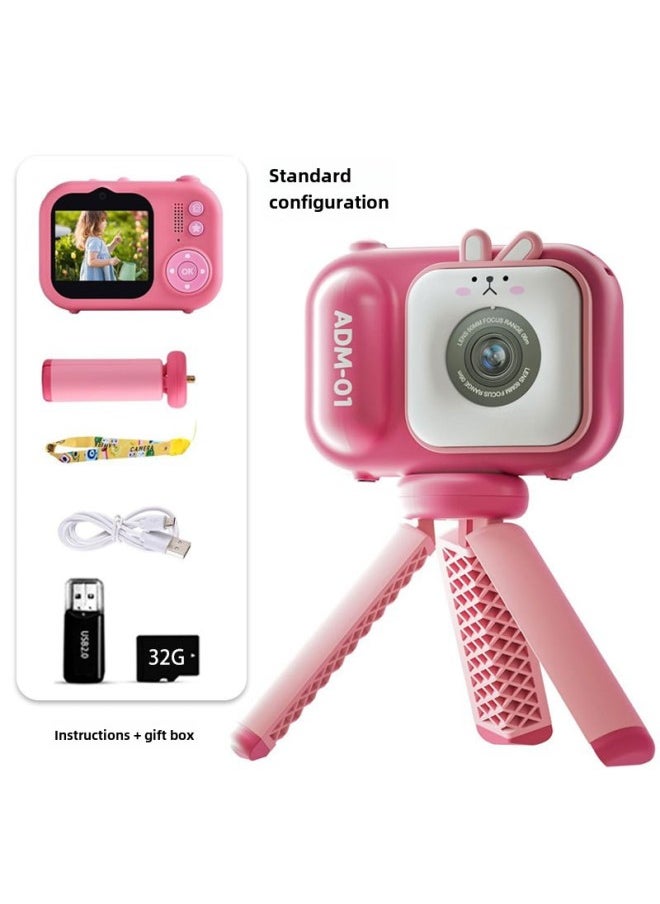 S11 Children's Camera HD Mini Digital Camera Can Take Photos Video Small SLR Gift Toy-Color:S11 HD Pink (with Bracket) 32G High-speed Memory Card Reader  - Image 1
