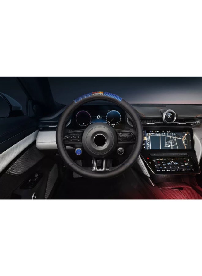 Red Bull Oracle Racing Universal Fit Steering Wheel Cover Blue and Black  38 x 5 x 38 cm RBSWC006BW  - Image 2