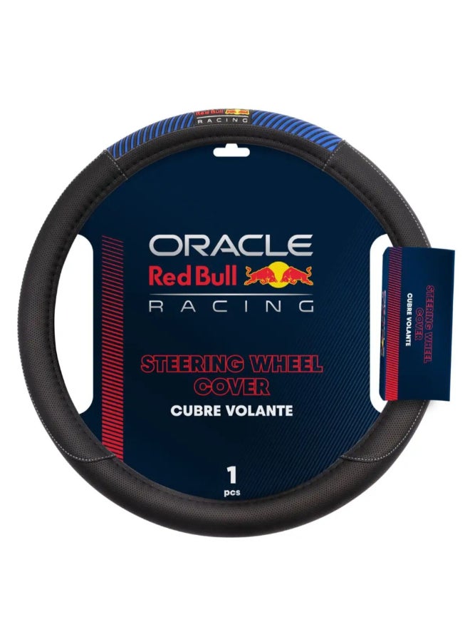 Red Bull Oracle Racing Universal Fit Steering Wheel Cover Blue and Black  38 x 5 x 38 cm RBSWC006BW  - Image 1