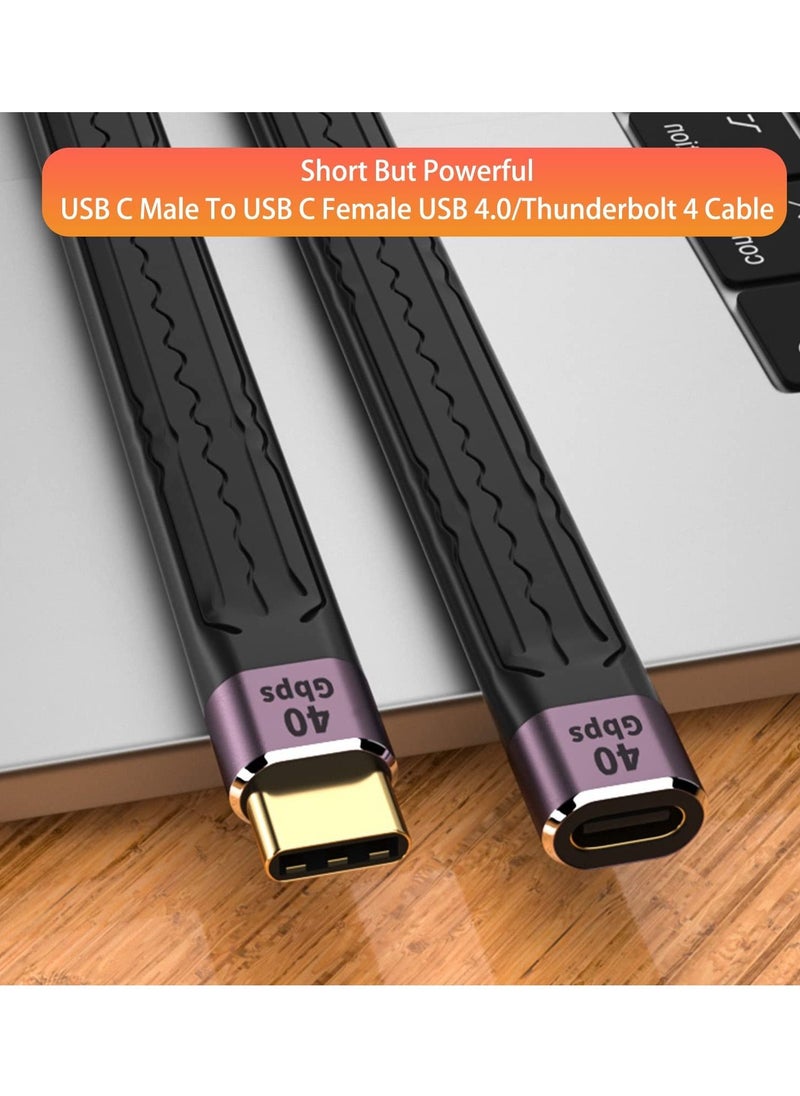 Excefore - USB C Extension Cable 12.2cm, Short USB-C Male to Female Flexible Cable Support Thunderbolt 4/3,USB4, PD 100W,8K/4K Video,40Gbps Date Transfer for External SSD, EGPU, Docking,MacBook,Phone - Image 1