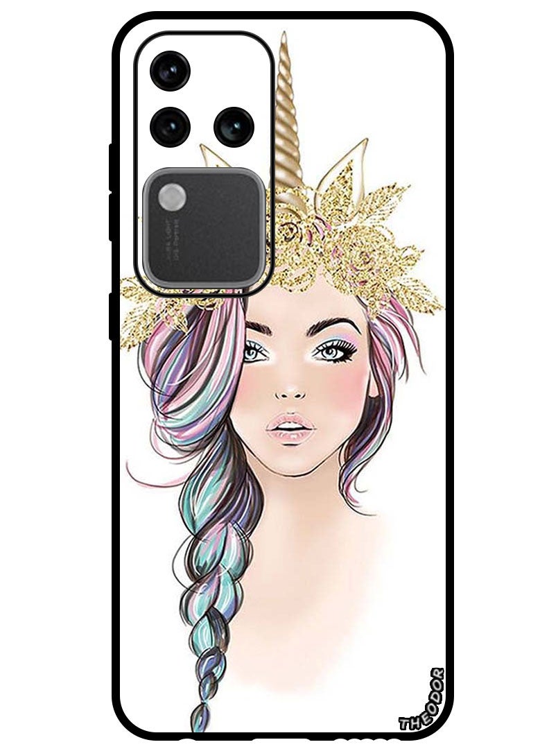 Theodor Protective Case Anti Scratch Shock Proof Bumper Cover For Vivo S18 Pro Golden Unicorn Girl - Image 1