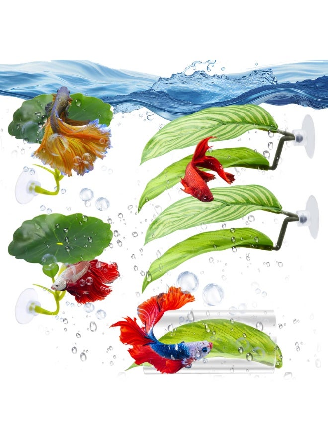 نجم ستايل طقم ألعاب أسماك بيتا أرجوحة شبكية من 5 قطع ديكور حوض السمك مجموعة ألعاب أسماك بيتا أرجوحة شبكية ديكور حوض السمك نباتات بلاستيكية نباتات بلاستيكية أنبوب أكريليك أنبوب تزيين حوض السمك، مخبأ حوض السمك مع أكواب شفط احتياطية للنوم والاستراحة والتربية - Image 1