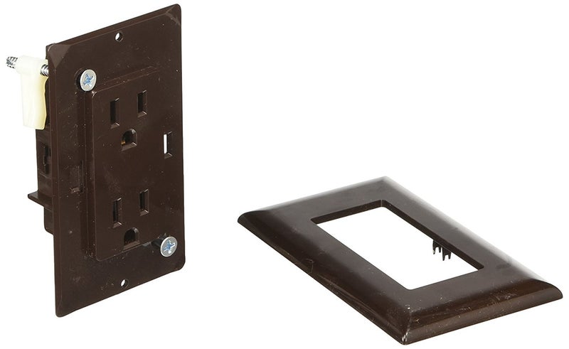 RV Designer S815, Self Contained Dual Outlet with Cover Plate, Brown, AC Electrical - Image 4