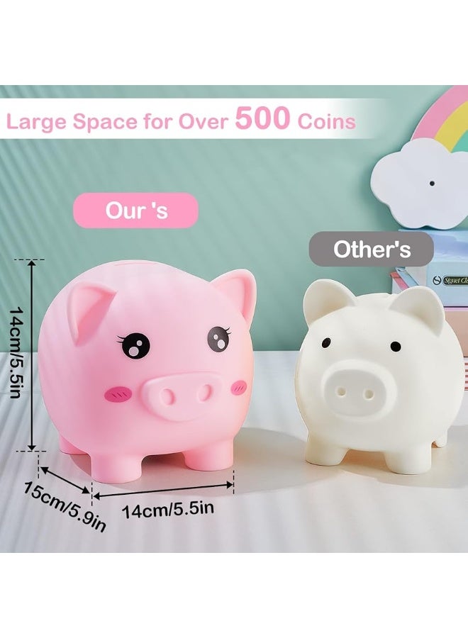 Play Tailor Piggy Bank for Girls Large Unicorn Piggy Banks with Necklace Bracelet DIY Stickers Cute Coin Piggybank Unbreakable for Toddler Kids Christmas Birthday Gifts, Rainbow Dress - Image 1