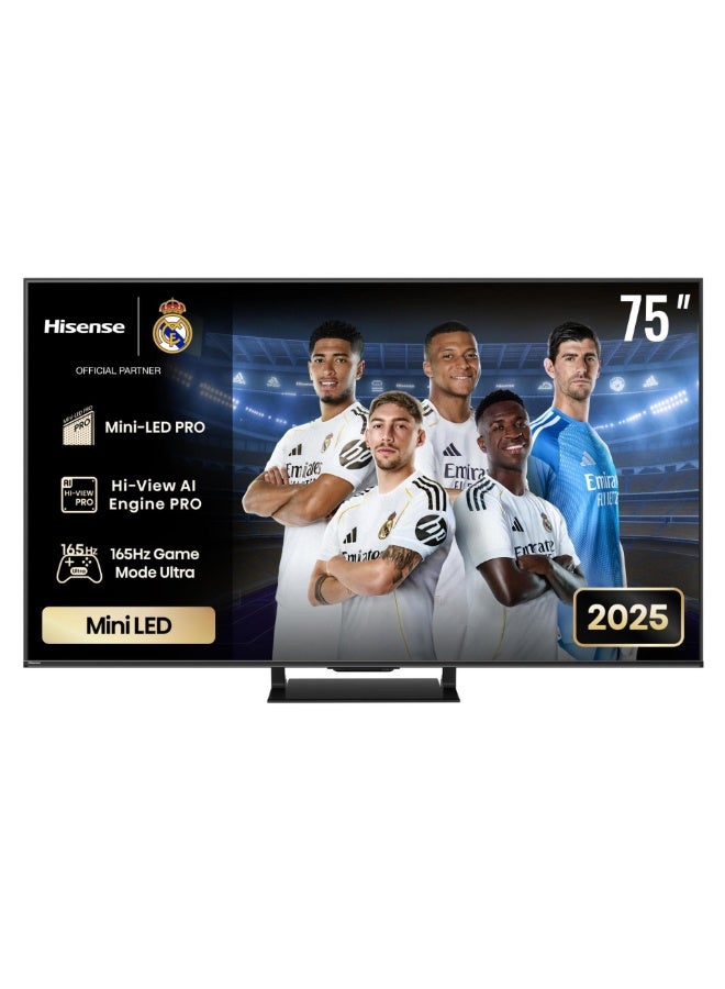 Hisense 75 inch ULED MINI LED Pro Smart TV, 165Hz VRR game mode Ultra, High View AI Engine PRO, Dolby Vision Atmos, 2.1.2 Multi-Channel Surround, Anti Reflection 75U7Q-PRO black - Image 1