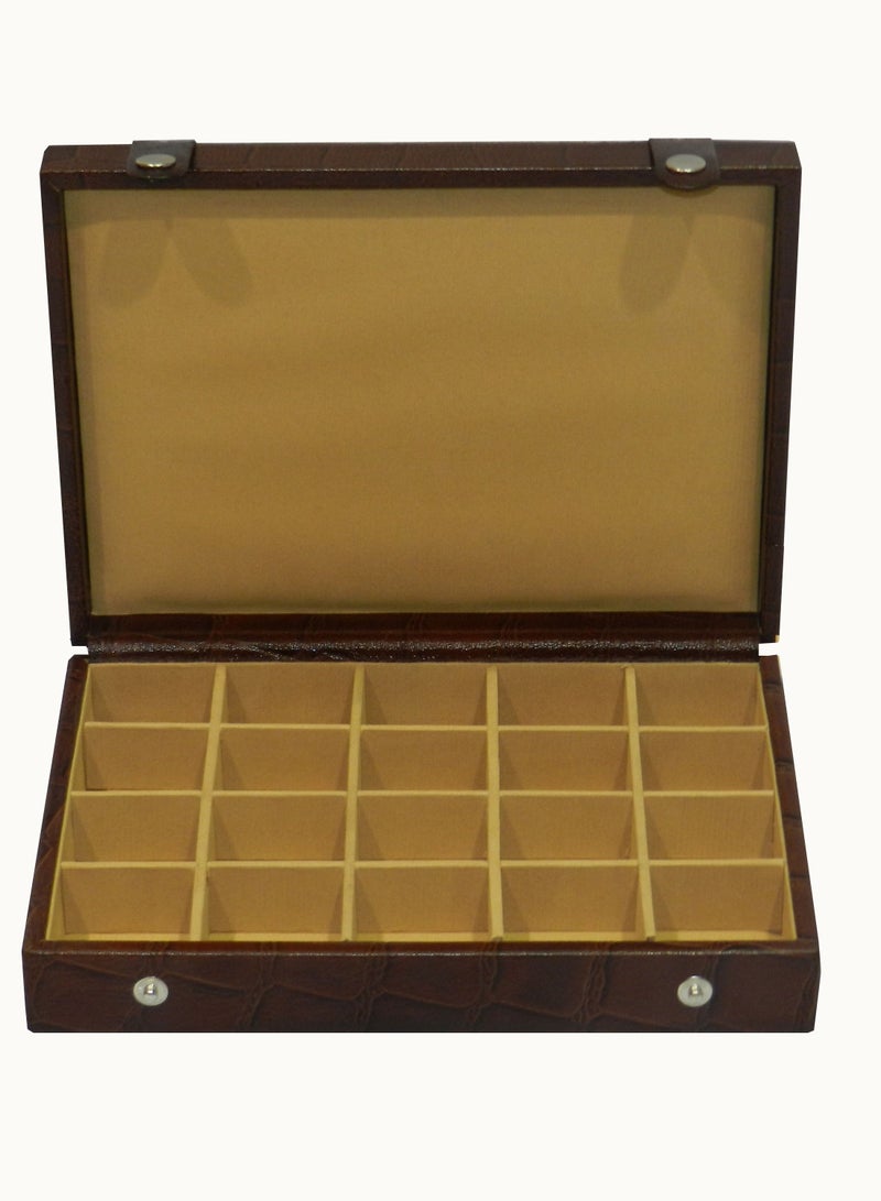 LAVERI LEATHER Laveri Cufflink Storage Display Box with Ring Holder Showcase for Store Display, Jewelry Show & Home ~ Jewelry Tray Organizer  - Image 1