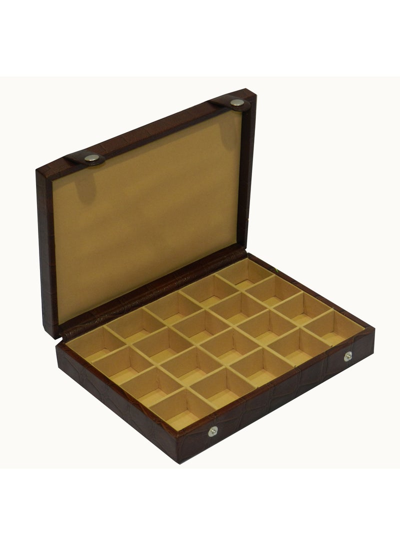 LAVERI LEATHER Laveri Cufflink Storage Display Box with Ring Holder Showcase for Store Display, Jewelry Show & Home ~ Jewelry Tray Organizer  - Image 4