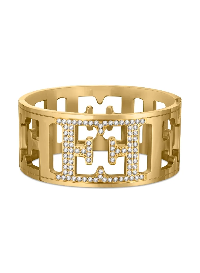 إسكادا إستيلا سوار ذهبي مفصلي عريض بالكريستال للنساء