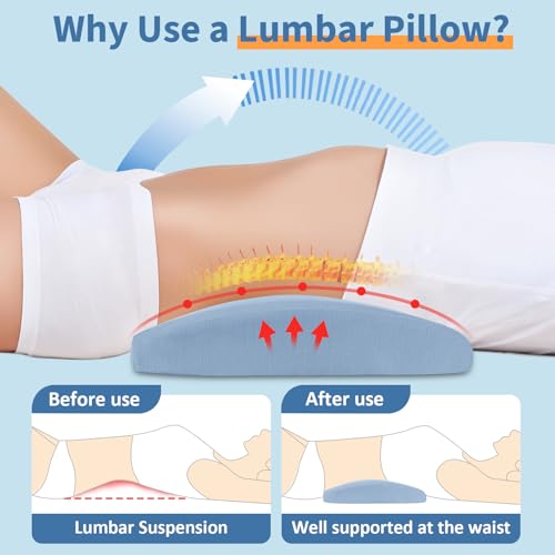 vamorry Lumbar Support Pillow for Bed Relief Back Pain: Lower Back Pillow for Sleeping - Memory Foam Waist Pillow - Back Wedge Bolster Pillow for Side, Back&Stomach Sleepers - Bed Rest Pillow for Car, Sofa - Image 2