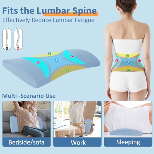 vamorry Lumbar Support Pillow for Bed Relief Back Pain: Lower Back Pillow for Sleeping - Memory Foam Waist Pillow - Back Wedge Bolster Pillow for Side, Back&Stomach Sleepers - Bed Rest Pillow for Car, Sofa - Image 3