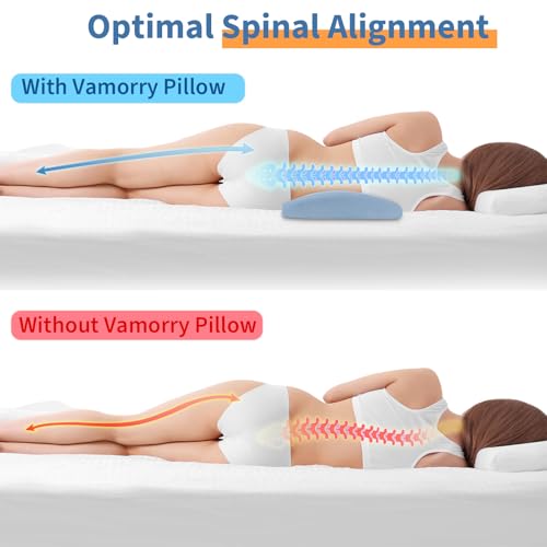 vamorry Lumbar Support Pillow for Bed Relief Back Pain: Lower Back Pillow for Sleeping - Memory Foam Waist Pillow - Back Wedge Bolster Pillow for Side, Back&Stomach Sleepers - Bed Rest Pillow for Car, Sofa - Image 4