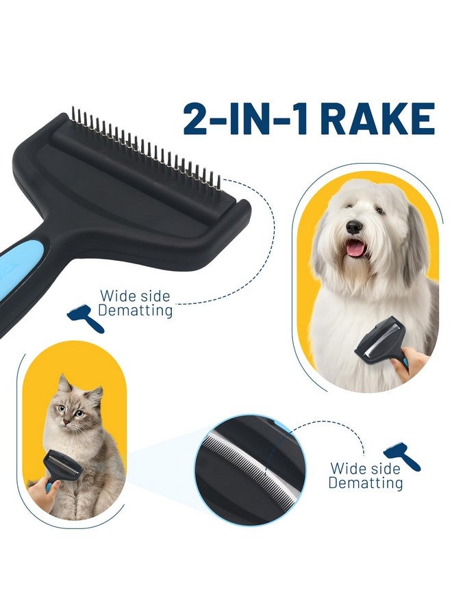 Becoolpet 2-Sided Dematting & Deshedding Comb for Pets, Larger Size - 2 Types of Stainless Steel Brush Heads, Ergonomic Handle - Image 3