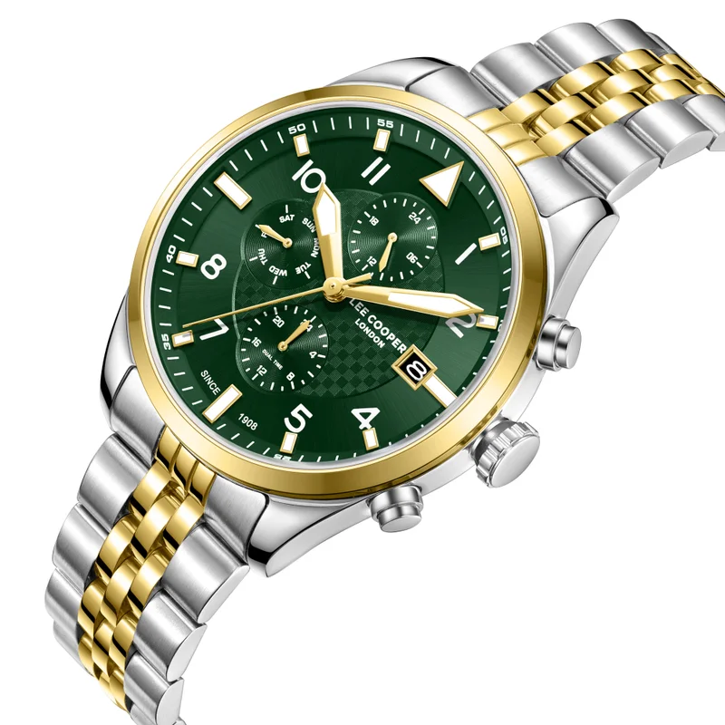 لي كوبر ساعة رجالية معدنية متعددة الوظائف ٤١ مم