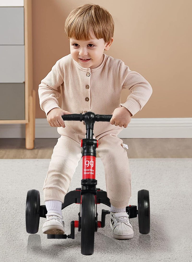 DIGI CORE 4 in 1 Kids Balance Bike Kids Tricycles For 1-4 Years, Toddlers Trike With Adjustable Seat Indoor Outdoor Ride-On Toy For Boys & Girls Perfect Kids First Birthday Gifts Toddler Bike Red - Image 3