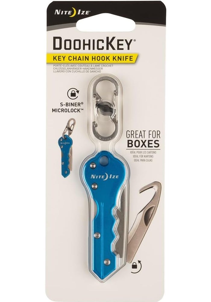 Nite Ize DoohicKey Key Chain Hook Knife, Blue - Image 1