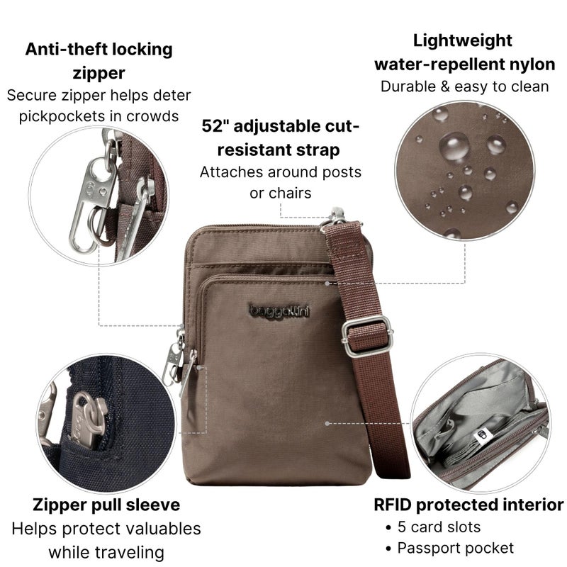 Baggallini Womens SecurtexÂ® Anti-Theft Activity Crossbody Bag, Portobello - Image 5