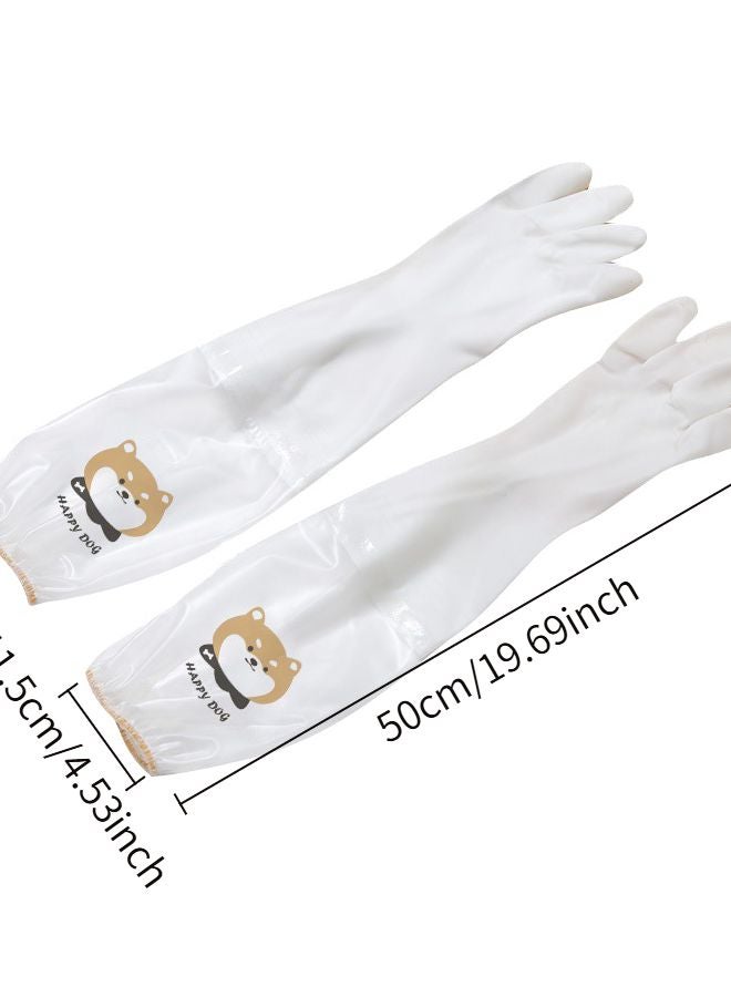 Long Sleeved Shiba Inu Style Dishwashing Gloves 2 Pairs Non Slip Fleece Lined - Image 4