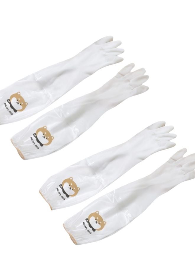 Long Sleeved Shiba Inu Style Dishwashing Gloves 2 Pairs Non Slip Fleece Lined - Image 1