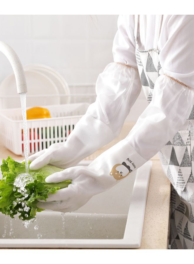 Long Sleeved Shiba Inu Style Dishwashing Gloves 2 Pairs Non Slip Fleece Lined - Image 3