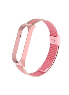 Metal Strap For XiaomiBand 6 5 Milanese Loop Three-bead Stainless Steel Mesh Strap Compatible For Xiaomi34 Smart Bracelet-Color:Snap Style-rose Powder Color Matching-Specifications:Mi Band 5/6 Universal