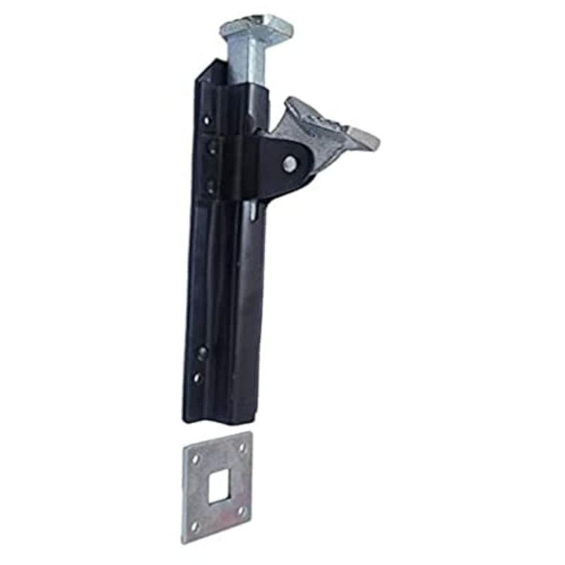 Adonai Hardware 750 Dionysius Heavy Duty Wrought Cast Iron Foot Bolts Latches 1 Black Powder Coated for Vintage Wooden Barn Doors Gates Security DIY Easy Installation Fences and Farmhouse