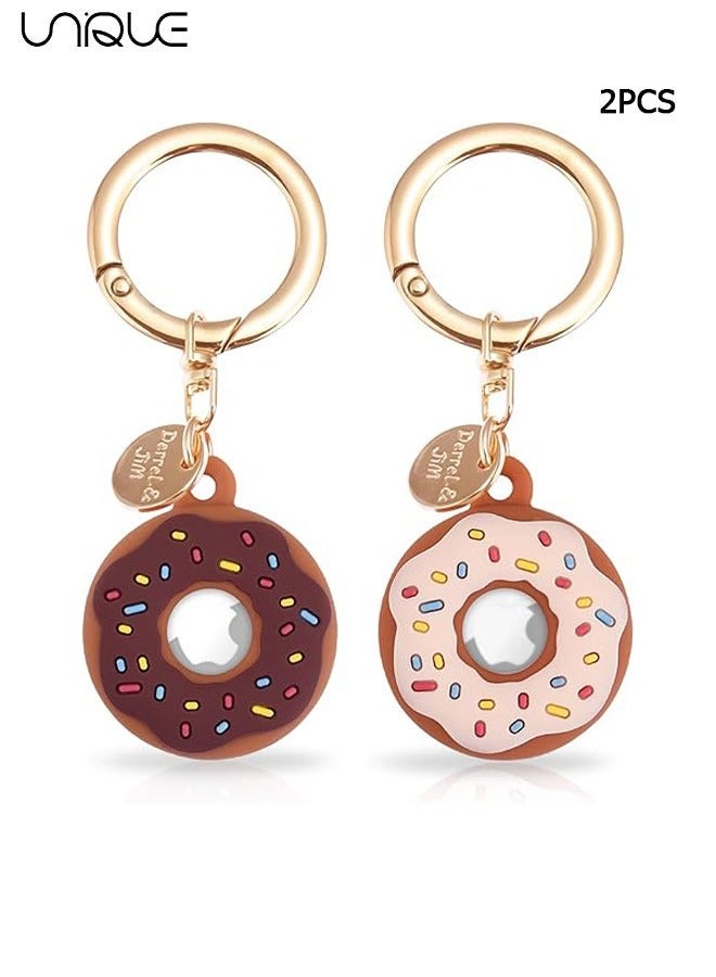 Unique 2 Pack Apple Airtag Keychain Donut Case for AirTag Protective case, Silicone Protective Case Secure Holder with Key Ring, Anti-Drop Scratch Holder, Anti-Lost Keychain Accessories for Kids Pets - Image 1