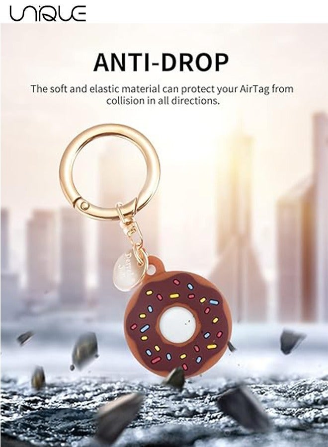 Unique 2 Pack Apple Airtag Keychain Donut Case for AirTag Protective case, Silicone Protective Case Secure Holder with Key Ring, Anti-Drop Scratch Holder, Anti-Lost Keychain Accessories for Kids Pets - Image 2