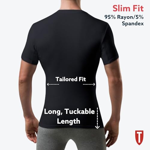 THOMPSON TEE Men's Sweatproof Undershirt - Crew Neck T-Shirt with Underarm Sweat Pads - Slim Fit - Aluminum-Free Alternative - Black - X-Small - Image 2