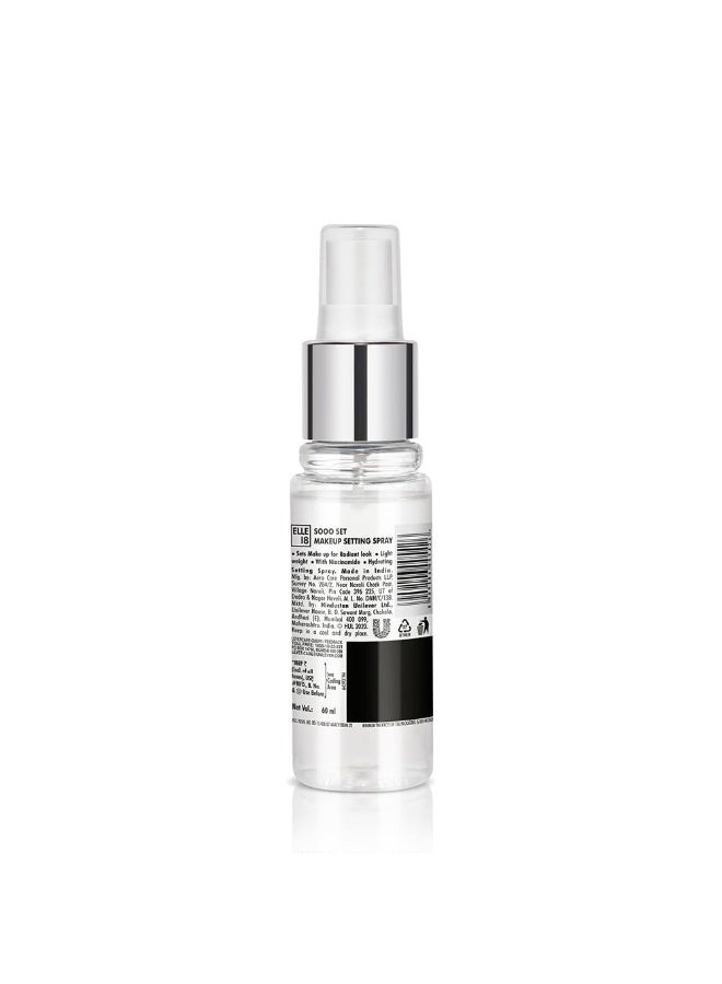 ELLE 18 SOOO SET Setting Spray, Seamless finish, Long Lasting & Hydrating makeup fixer, Light-weight and Non-sticky, Infused with Niacinamide | 60ml - Image 2
