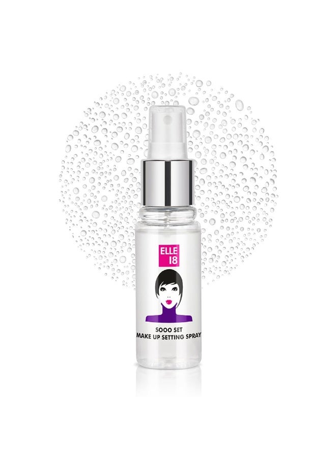 ELLE 18 SOOO SET Setting Spray, Seamless finish, Long Lasting & Hydrating makeup fixer, Light-weight and Non-sticky, Infused with Niacinamide | 60ml - Image 1