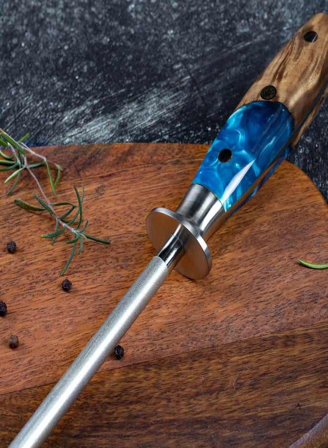 Senken Knives مسن سكاكين احترافي من سينكين لسكاكين دمشق - مجموعة تسونامي - قضيب صنفرة قوي للغاية لشحذ وصقل السكاكين حتى 63 HRC - مقبض جميل من الراتنج الأزرق والخشب الطبيعي - Image 2
