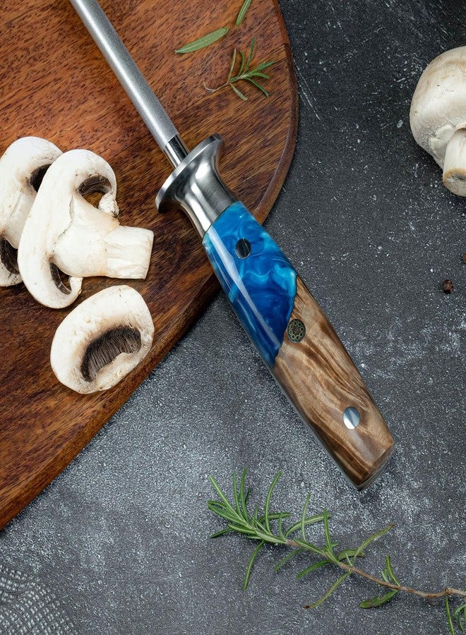 Senken Knives مسن سكاكين احترافي من سينكين لسكاكين دمشق - مجموعة تسونامي - قضيب صنفرة قوي للغاية لشحذ وصقل السكاكين حتى 63 HRC - مقبض جميل من الراتنج الأزرق والخشب الطبيعي - Image 5