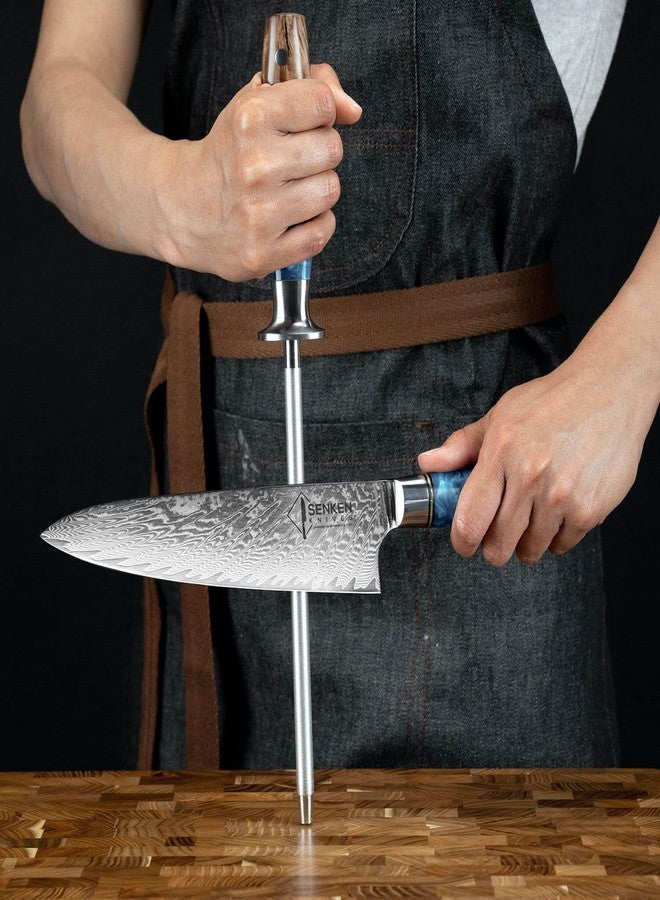 Senken Knives مسن سكاكين احترافي من سينكين لسكاكين دمشق - مجموعة تسونامي - قضيب صنفرة قوي للغاية لشحذ وصقل السكاكين حتى 63 HRC - مقبض جميل من الراتنج الأزرق والخشب الطبيعي - Image 3