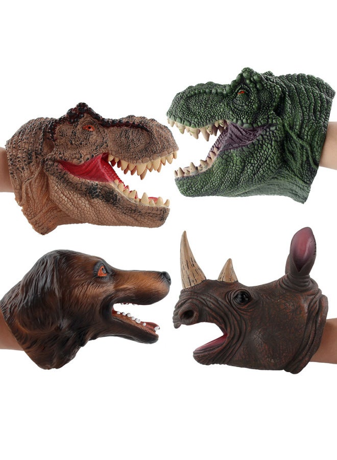Simulation Soft Rubber Hand Puppet Mouth Arbitrary Deformation Animal Dinosaur Headgear Children's Funny Vinyl Toy-Color:JS106-17 Crocodile