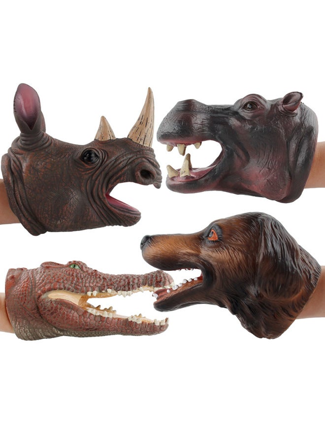 Simulation Soft Rubber Hand Puppet Mouth Arbitrary Deformation Animal Dinosaur Headgear Children's Funny Vinyl Toy-Color:JS106-17 Crocodile