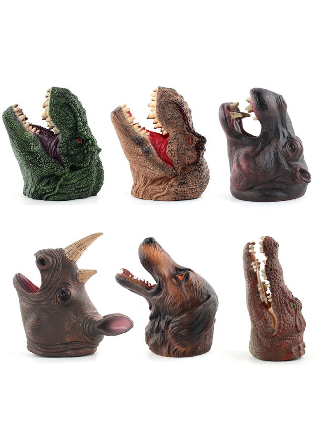 Simulation Soft Rubber Hand Puppet Mouth Arbitrary Deformation Animal Dinosaur Headgear Children's Funny Vinyl Toy-Color:JS106-17 Crocodile