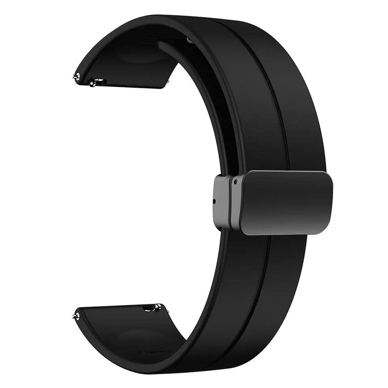 Valente 22mm Magnetic buckle Watch Strap for Noise halo, Colorfit Pro 3,Colorfit Ultra,Oneplus Watch,Fossil Gen 5E 44mm, Gen 5(44mm),firebolt Invincible Plus, Legacy,cobra,Pebble Luxe 2.0. (Black) - Image 1