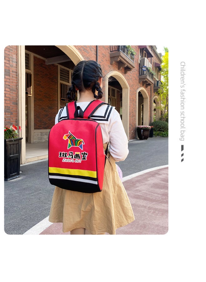 Primary School Schoolbag Children's Backpack Custom Printed Logo Training Art Class Remedial Bag Printed Kindergarten Backpack-Color:Fluorescent Green-Dimensions:Large  - Image 4