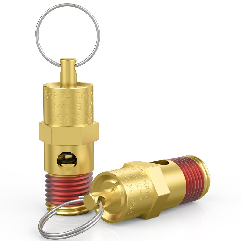 HONSNKS 2 Pcs 14 NPTM 200 PSI Air Compressor Pressure Relief Valve Brass Safety Valve for Air Compressor Tank Pop Off