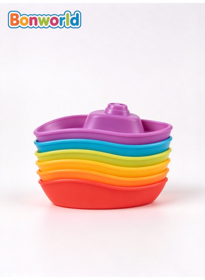 6pcs stacked boat, suitable for baby bath toys and beach/pool water toys, ideal for bathtubs, indoor and outdoor water games - Image 1