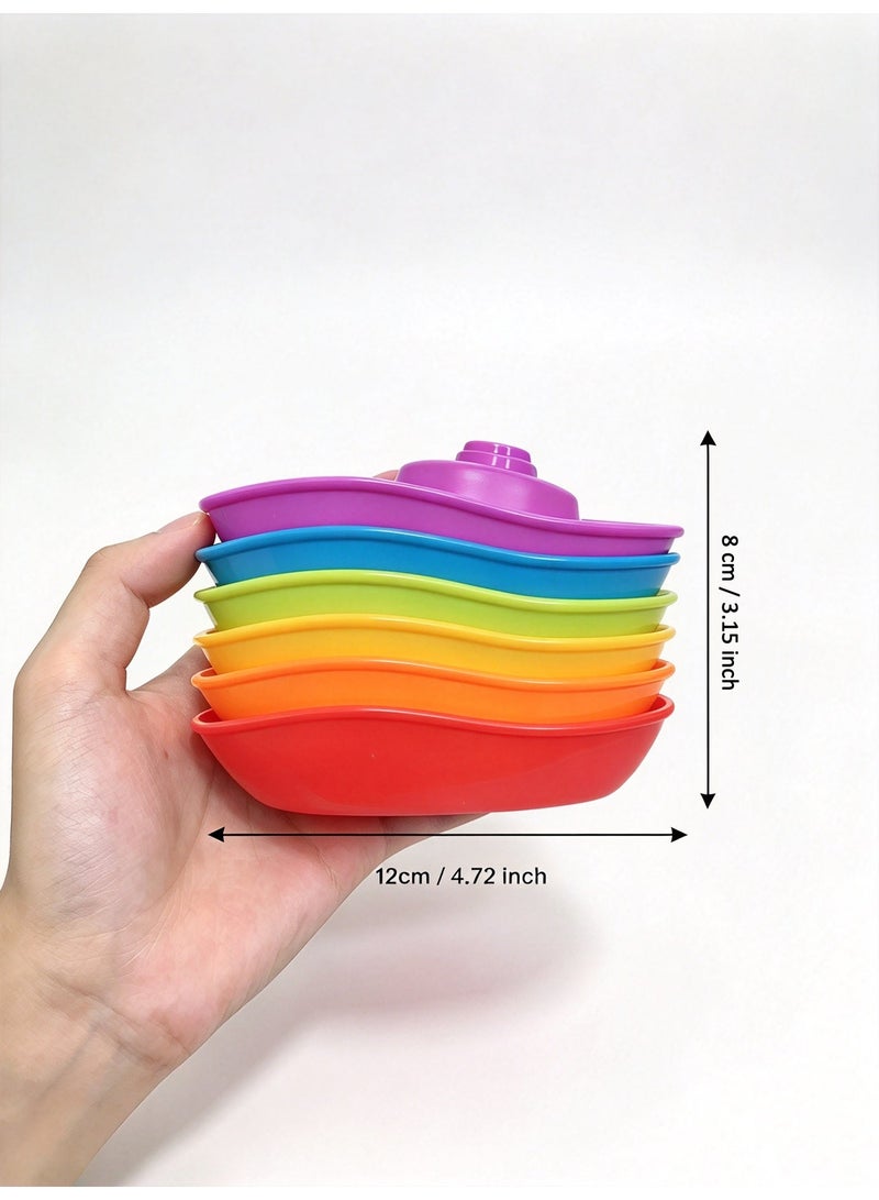 6pcs stacked boat, suitable for baby bath toys and beach/pool water toys, ideal for bathtubs, indoor and outdoor water games - Image 2