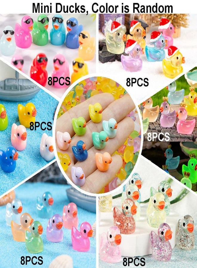 Purple Star Mini Ducks 50 Pack Tiny Ducks Little Ducks Toy Resin Ducks Small Duck Plastic Mini Animals Figures Miniature Duckies Fairy Garden Dollhouse Decor Accessories Micro Easter Gifts Colorful - Image 2